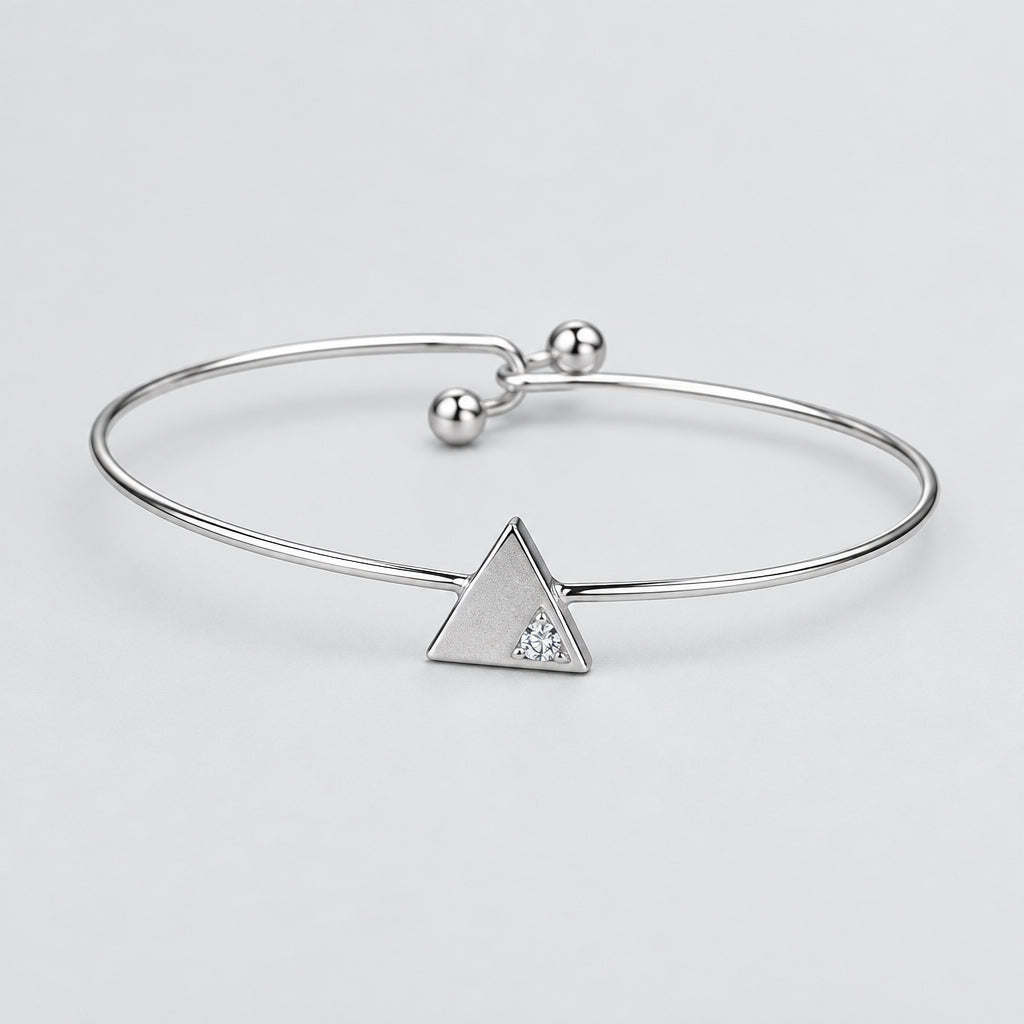 Silver Minimalist Triangle Open Cuff Bangle