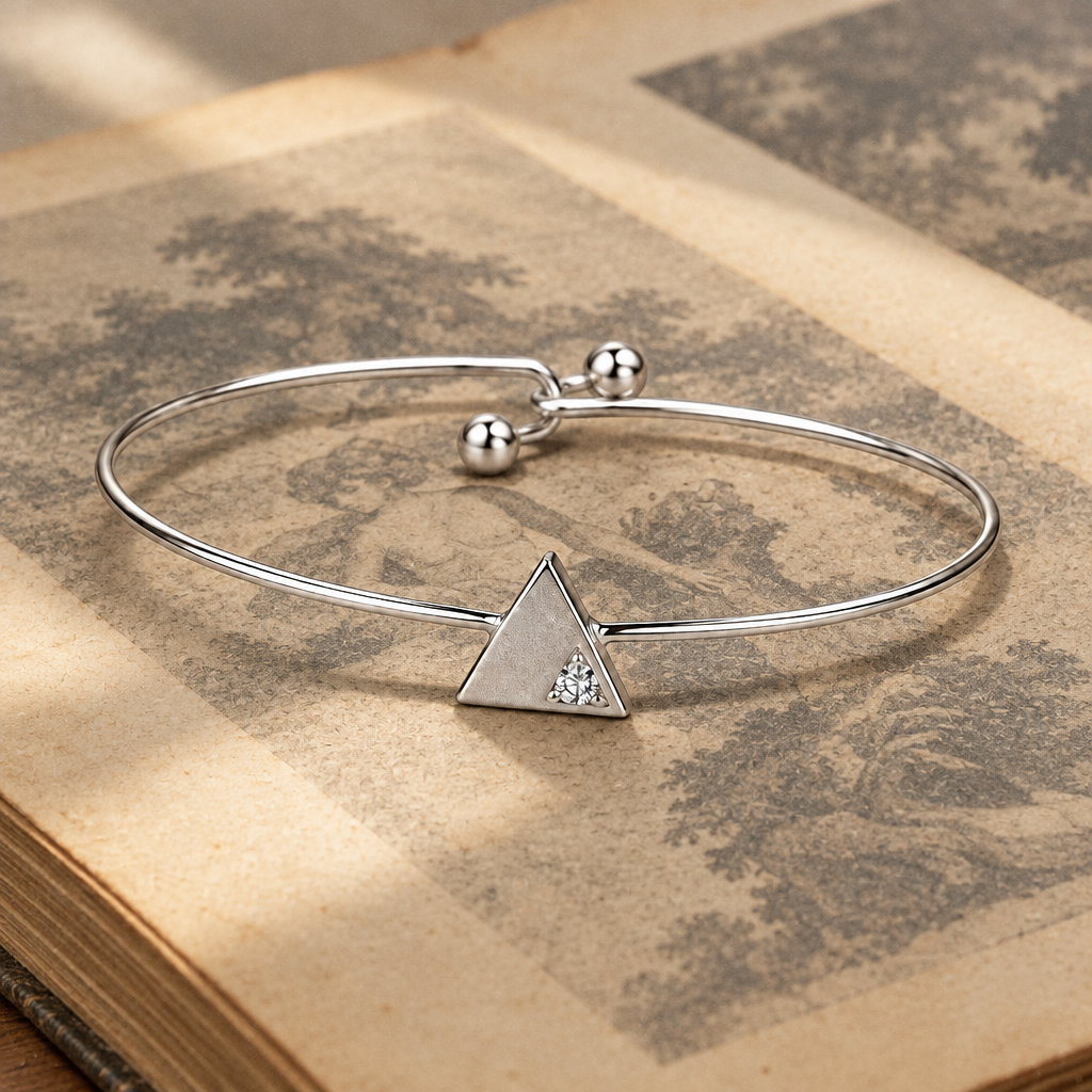 Silver Minimalist Triangle Open Cuff Bangle