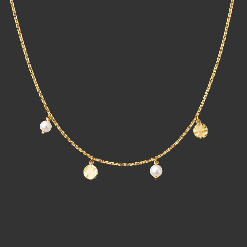 Dangle Disc and Crystal Charm Station Necklace