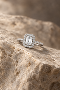 Emerald-Cut Solitaire Halo Ring