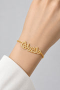 Gold Arabic Calligraphy Chain Bracelet with Cubic Zirconia