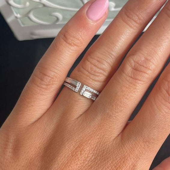 Open two sides silver ring