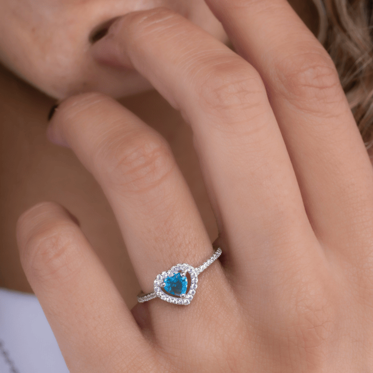 Blue Heart Zircon Ring