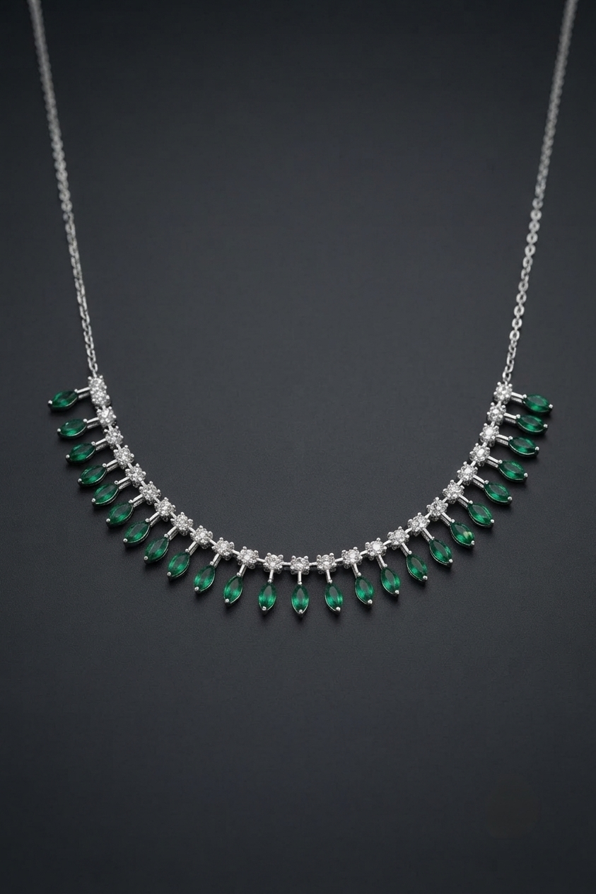 Isabella Emerald Fringe Necklace