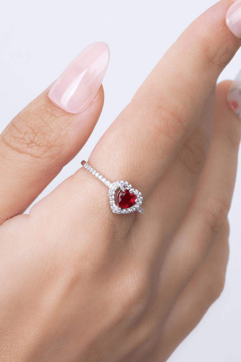 Red Heart Zircon Ring