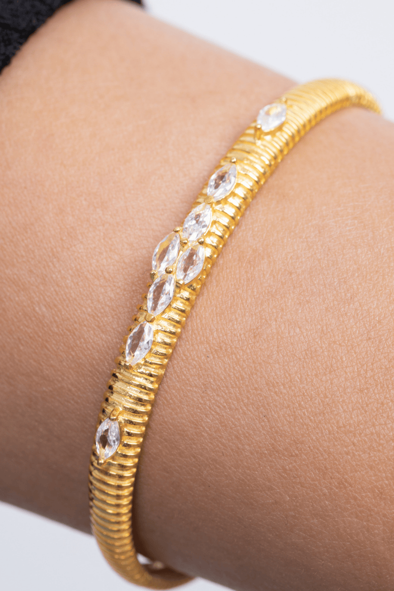 Ribbed Gold Bangle
