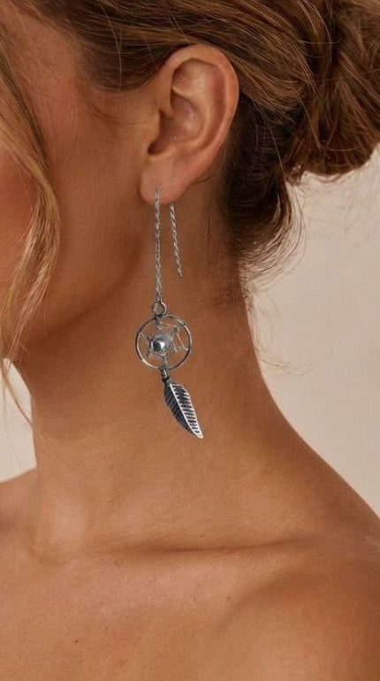 Silver Line Ear 10 - Sterling Silver Drop Earrings
