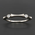 Bamboo lucky silver ring with zircon stones
