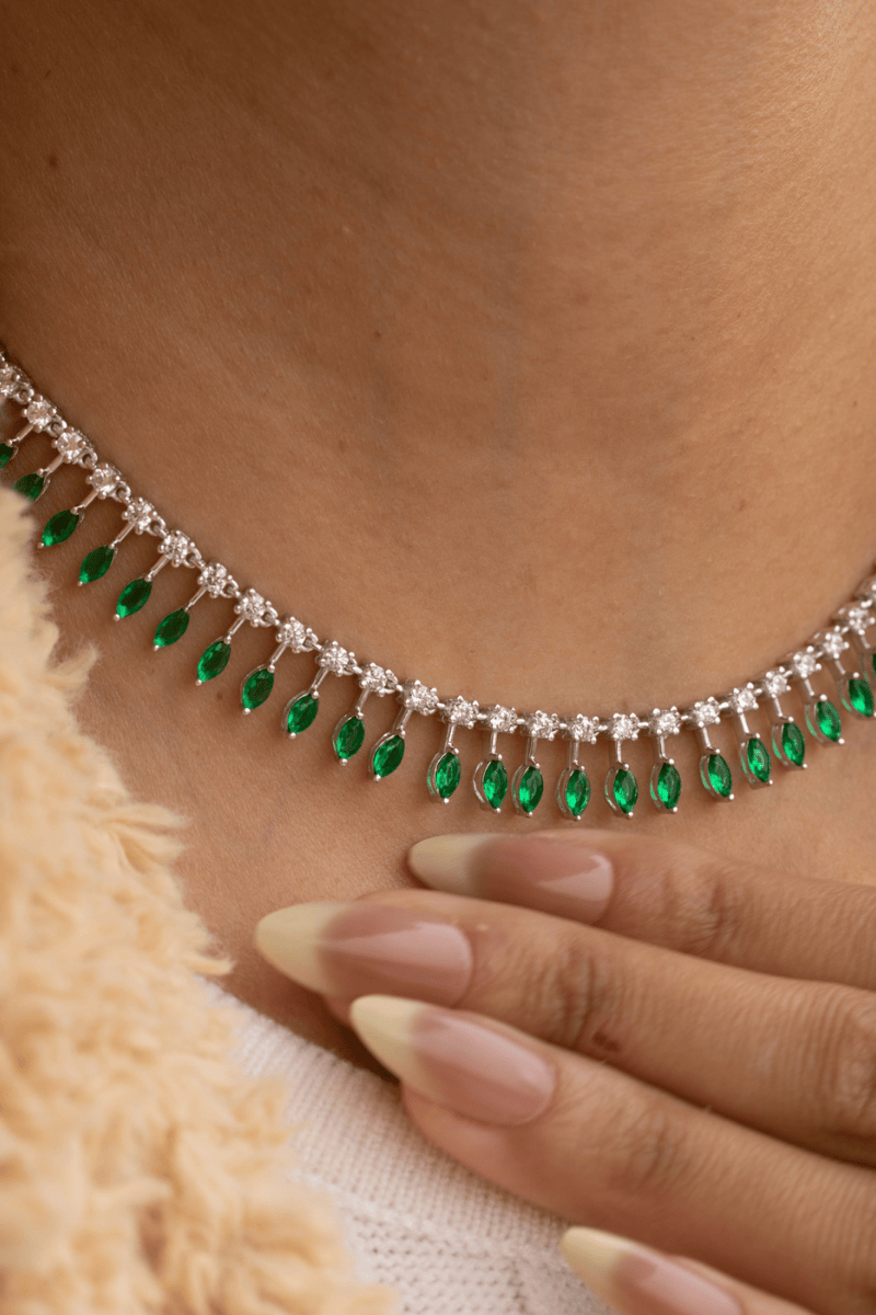 Isabella Emerald Fringe Necklace