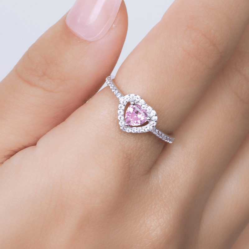 Pink Heart Zircon Ring