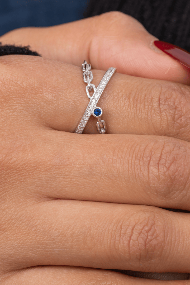 Azure Criss-Cross Zircon Ring