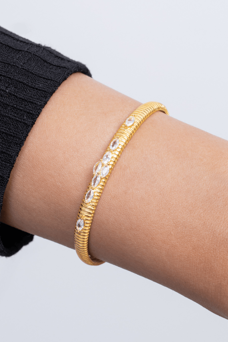 Ribbed Gold Bangle